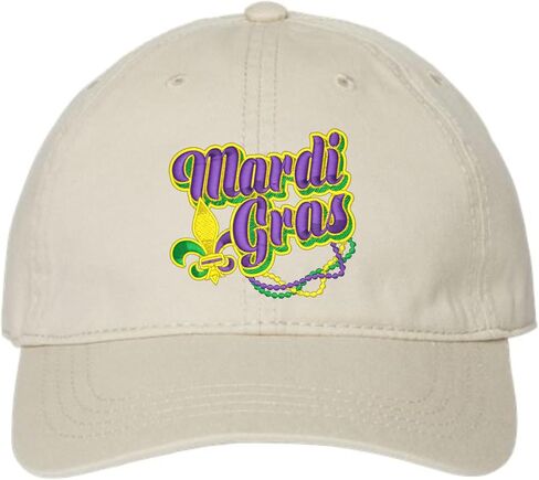 Go All Out Mardi Gras Fleur De Lis Dad Deluxe Trucker Flatbill Baseball Structured Embroidered Hat in Kuwait