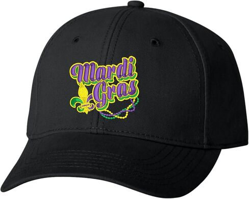 اذهب إلى كل شيء من Mardi Gras Fleur de Lis Dad Deluxe Trucker Flatbill Baseball Baseball Stembered Hat in Kuwait