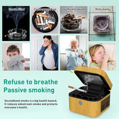 2 in 1 Air Purifier Multifunctional Smokeless Ashtray for Cigarette Smoker, HEPA Filter Reduce Smoke, USB Rechargeable Smoke Ashtray for Home Office Car in Kuwait