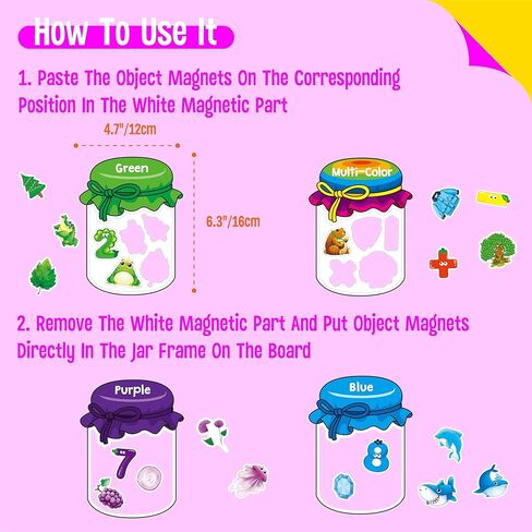 12 Pieces Magnetic Color Sorting Toys, 60 Color Magnets Educational Refrigerator Whiteboard for Baby Toddlers Kids Magnets in Kuwait