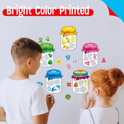 12 Pieces Magnetic Color Sorting Toys, 60 Color Magnets Educational Refrigerator Whiteboard for Baby Toddlers Kids Magnets in Kuwait