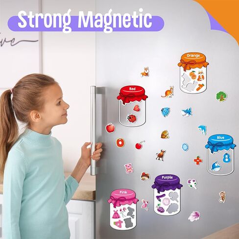 12 Pieces Magnetic Color Sorting Toys, 60 Color Magnets Educational Refrigerator Whiteboard for Baby Toddlers Kids Magnets in Kuwait
