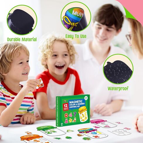 12 Pieces Magnetic Color Sorting Toys, 60 Color Magnets Educational Refrigerator Whiteboard for Baby Toddlers Kids Magnets in Kuwait