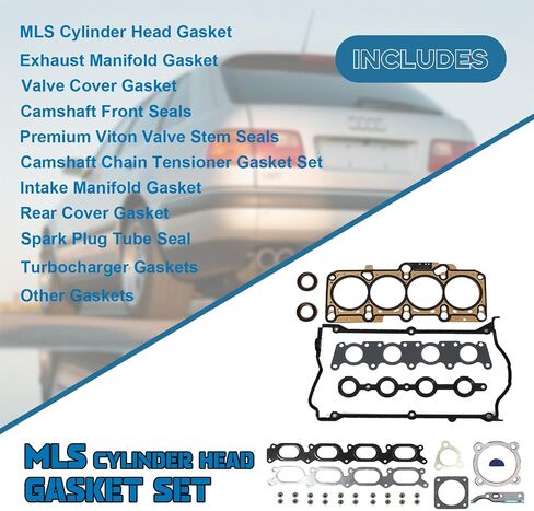 مجموعة حشية رأس الأسطوانة CNS MLS متوافقة/بديلة لـ Audi Volkswagen 1.8T Turboarged 20 Engine A4 ، A4 Cabriolet ، Quattro Avant ، TT Quattro ، Beetle ، Golf GTI ، Jetta ، Passat 97-06 in Saudi Arabia