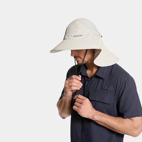 Mission Cooling Upf Sun Defender Hat - قبعة شمس الرجال والنساء للمشي لمسافات طويلة والغولف وصيد الأسماك - التكنولوجيا المنشطة للعرق والماء (رمادي جليدي) in Kuwait