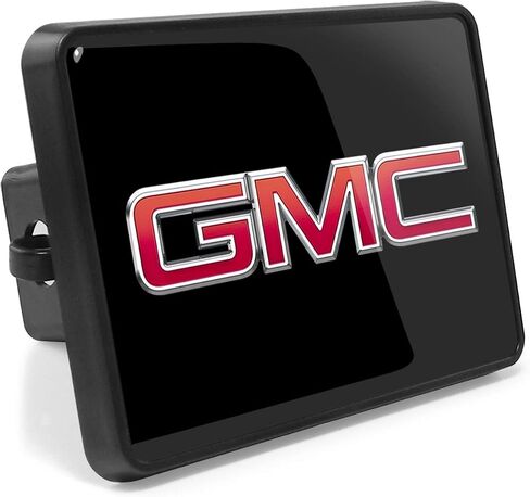 Compatible with - GMC Logo UV Graphic Black Metal Face-Plate on ABS Plastic 2 inch Tow Hitch Cover in Saudi Arabia