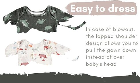 Newborn Baby Long Sleeve Sleeper Gown with Mittens Knotted Gown Coming Home Outfit Nightgown Hat Set 2 Pieces in Kuwait