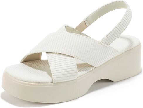 IDIFU IN3 Platform Wedges Sandals for Women Low Chunky Slingback Summer Beach Knit Comfortable Wedge Heels Square Open Toe Trendy Cute Small Dressy Casual Slip On Womens Sandals in Saudi Arabia