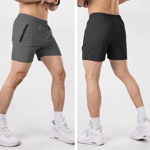 Zuevi Men's 2 Pack Shorts 5 بوصة تشغيل شورت رياضي سريع الجاري الرياضات الجافة القصيرة للرجال مع جيوب السحاب in Kuwait