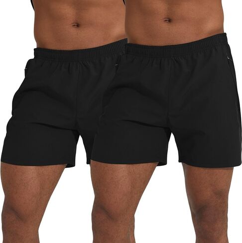 Zuevi Men's 2 Pack Shorts 5 بوصة تشغيل شورت رياضي سريع الجاري الرياضات الجافة القصيرة للرجال مع جيوب السحاب in Kuwait