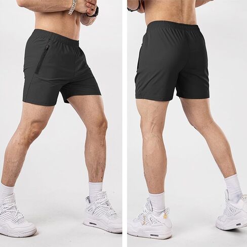 Zuevi Men's 2 Pack Shorts 5 بوصة تشغيل شورت رياضي سريع الجاري الرياضات الجافة القصيرة للرجال مع جيوب السحاب in Kuwait