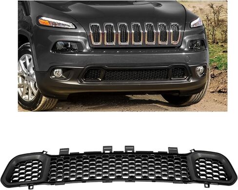 شواية كويفو الأمامية السفلى متوافقة مع 2014-2018 Jeep Cherokee 68203216AA CH1036126 المصد أسفل غطاء محرك السيارة الأسود in Saudi Arabia