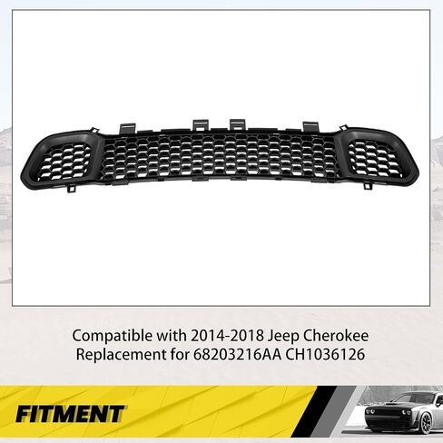 شواية كويفو الأمامية السفلى متوافقة مع 2014-2018 Jeep Cherokee 68203216AA CH1036126 المصد أسفل غطاء محرك السيارة الأسود in Saudi Arabia
