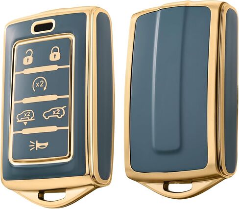 ELOHEI Key Fob Cover for Jeep, Premium Soft Full Protection Key Fob Case for 2022 2023 2024 Jeep Cherokee Grand Cherokee Wagoneer Grand Wagoneer Compass Renegade Accessories(Black) in Saudi Arabia