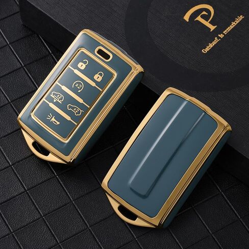 ELOHEI Key Fob Cover for Jeep, Premium Soft Full Protection Key Fob Case for 2022 2023 2024 Jeep Cherokee Grand Cherokee Wagoneer Grand Wagoneer Compass Renegade Accessories(Black) in Saudi Arabia