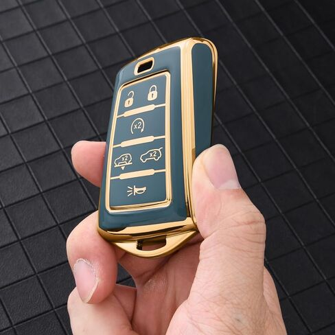 ELOHEI Key Fob Cover for Jeep, Premium Soft Full Protection Key Fob Case for 2022 2023 2024 Jeep Cherokee Grand Cherokee Wagoneer Grand Wagoneer Compass Renegade Accessories(Black) in Saudi Arabia