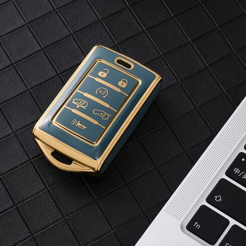 ELOHEI Key Fob Cover for Jeep, Premium Soft Full Protection Key Fob Case for 2022 2023 2024 Jeep Cherokee Grand Cherokee Wagoneer Grand Wagoneer Compass Renegade Accessories(Black) in Saudi Arabia