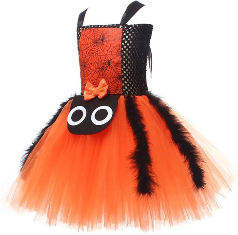 Kids Girls Halloween Cosplay Tutu Dress Spider Dress for Girls Princess Birthday Party Dress up Hair Clips Broom Set in Saudi Arabia