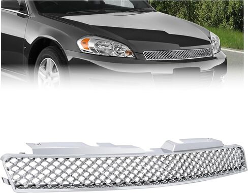 Hecasa Upper Grille متوافقة مع 2006-2013 Chevy Impala/2014-2016 Chevrolet Impala Limited/2006-2007 Chevy Monte Carlo Mesh Mesh Grill Plastic (ABS) Chrome in Saudi Arabia