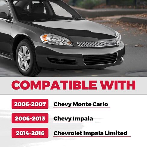 Hecasa Upper Grille متوافقة مع 2006-2013 Chevy Impala/2014-2016 Chevrolet Impala Limited/2006-2007 Chevy Monte Carlo Mesh Mesh Grill Plastic (ABS) Chrome in Saudi Arabia