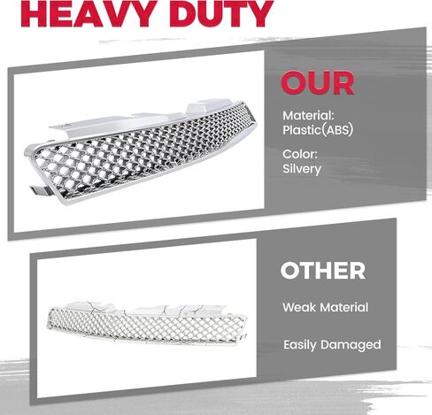 Hecasa Upper Grille متوافقة مع 2006-2013 Chevy Impala/2014-2016 Chevrolet Impala Limited/2006-2007 Chevy Monte Carlo Mesh Mesh Grill Plastic (ABS) Chrome in Saudi Arabia