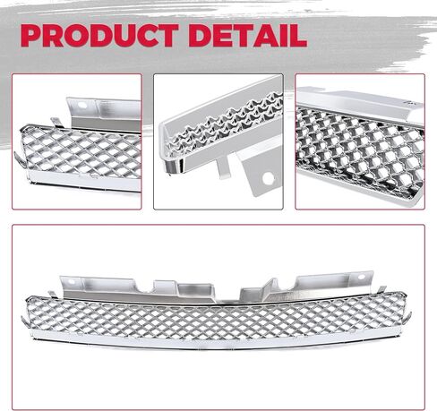 Hecasa Upper Grille متوافقة مع 2006-2013 Chevy Impala/2014-2016 Chevrolet Impala Limited/2006-2007 Chevy Monte Carlo Mesh Mesh Grill Plastic (ABS) Chrome in Saudi Arabia