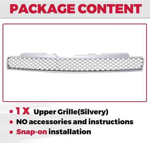 Hecasa Upper Grille متوافقة مع 2006-2013 Chevy Impala/2014-2016 Chevrolet Impala Limited/2006-2007 Chevy Monte Carlo Mesh Mesh Grill Plastic (ABS) Chrome in Saudi Arabia