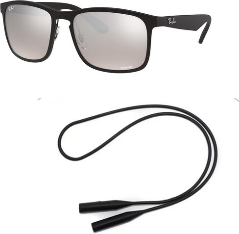 Ray-Ban RB4264 Sunglasses Bundle: RB 4264 601S5J Matte Black Grey Mirror Silver and Universal Anti-slip Silicone Leash in Saudi Arabia