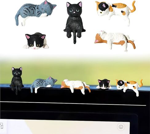 Mini Cat Cute Car Accessories, Resin Cat for Dashboard Decorations, Desk Decorations, Car Ornament Interior Decors Rearview Mirror Funny Gifts 5 Pcs in Kuwait