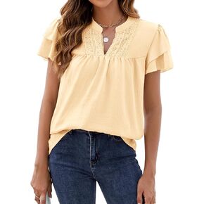 Heytalala Womens Summer Blouses Dary Disy Custy V v Neck Ruffle Short Short in Kuwait