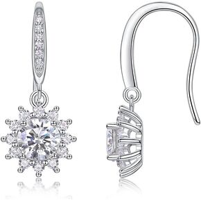 14K Gold over Sterling Silver 0.5 Carat Dangle Drop Earrings for Women, D-Color VVS1 Hook Earrings, Ideal Birthday Present for Her in Kuwait