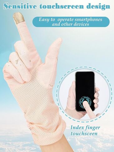 3 Pairs Women's Driving Gloves Sun Protection UV Full Finger Non Slip Touchscreen Breathable for Summer Cycling in Kuwait