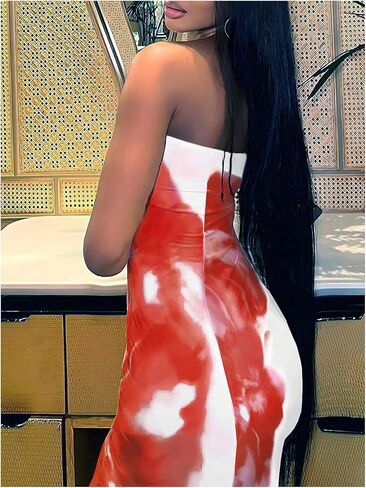 Soly Hux Tie Tie Tie Dye Maxi Tube Dress Dress Fricklessless Slimless Splists Back Bodycon Dresses in Saudi Arabia