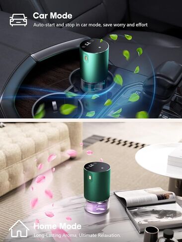 Waterless Oil Diffuser for Home, Car, Office - Rechargeable Scent & Essential Oil Diffuser, 4 Mist Modes and 1/2/4/6 Hour Timer, Portable Cordless Aromatherapy, Spill-Proof Metal Design - Black in Kuwait
