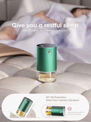 Waterless Oil Diffuser for Home, Car, Office - Rechargeable Scent & Essential Oil Diffuser, 4 Mist Modes and 1/2/4/6 Hour Timer, Portable Cordless Aromatherapy, Spill-Proof Metal Design - Black in Kuwait