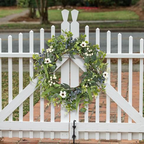 20 Inch Spring Summer Easter Wreaths for Front Door Eucalyptus Wreath with Blue Berries Elegant Durable Greenery Front Door Wreath for Outside Wedding Farmhouse Porch Wall Room Home Decor in Saudi Arabia
