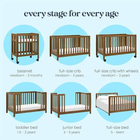 Carter's by daVinci Colby Grow 6-in-1 Convertible Bassinet to Crib in Walnut, GREENGUARD Gold Certified, Removable Wheels in Kuwait