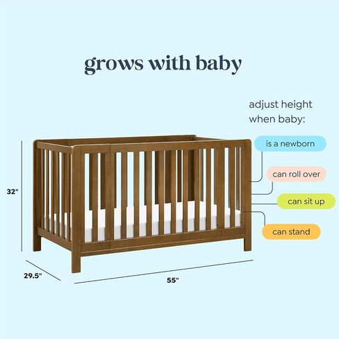 Carter's by daVinci Colby Grow 6-in-1 Convertible Bassinet to Crib in Walnut, GREENGUARD Gold Certified, Removable Wheels in Kuwait