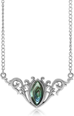 مجموعة إطار Silvershake من حجر كابوشون قطع ماركيز 925 من الفضة الإسترليني قلادة مستوحاة من الباروك مع سلسلة قابلة للتعديل مقاس 16-18 بوصة مجوهرات للنساء in Kuwait