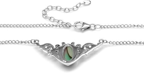 مجموعة إطار Silvershake من حجر كابوشون قطع ماركيز 925 من الفضة الإسترليني قلادة مستوحاة من الباروك مع سلسلة قابلة للتعديل مقاس 16-18 بوصة مجوهرات للنساء in Kuwait