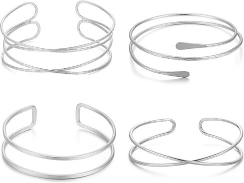 YVVLEE 4 Pieces Gold Arm Cuff Bracelets Set Jewelry Upper Coil Bangle Bracelets Adjustable Armband Set for Women in Saudi Arabia