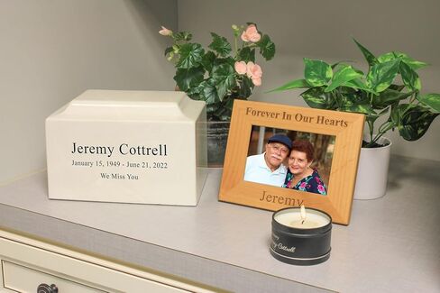 Carerra Cremation Urn - Personalized - Cultured Marble - 210 Cubic Inch Capacity - Customized Urns for Ashes for People up to 200 Pounds - Personalized Memorial in Kuwait