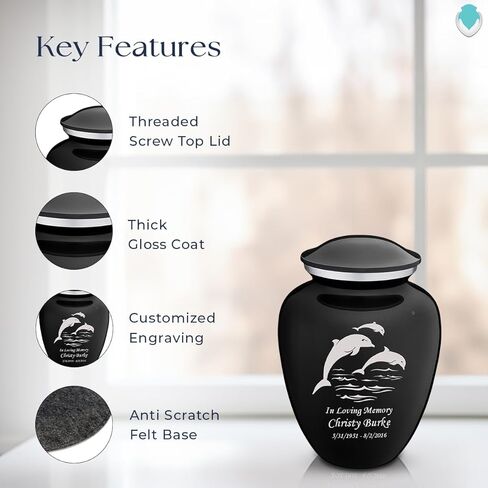 احتضان Geturns جرات جثث الدلفين الشخصية الصغيرة للرماد البشري I Pearl Cobalt Blue Urn للنساء والرجال I 44 رطلاً in Kuwait