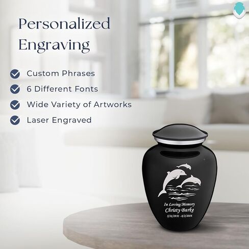 احتضان Geturns جرات جثث الدلفين الشخصية الصغيرة للرماد البشري I Pearl Cobalt Blue Urn للنساء والرجال I 44 رطلاً in Kuwait