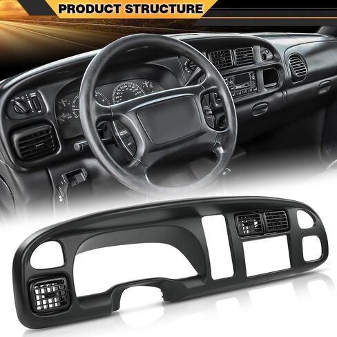 Dash Board Bezel Cover with Vent Black Compatible with Dodge Ram 1500 1998-2001/Fit Dodge Ram 2500 3500 1998-2002 Radio Stereo Double Din Dash Kit in Saudi Arabia