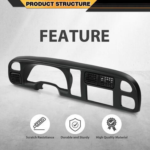 Dash Board Bezel Cover with Vent Black Compatible with Dodge Ram 1500 1998-2001/Fit Dodge Ram 2500 3500 1998-2002 Radio Stereo Double Din Dash Kit in Saudi Arabia
