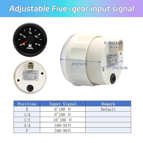 مقياس الوقود البحري ， مقياس الغاز المقاوم للماء ， 5 إشارات قابلة للتعديل 240-33OHM 0-190OHM 240-30OHM 0-180OHM 10-180OHM ， 8-COLOR Backlight ، 9-32V للقوارب ، RVS ، اليخوت ، الدراجات النارية ، الشاحنات ، السيارات ، مركبة (سوداء) in Kuwait