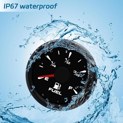 مقياس الوقود البحري ， مقياس الغاز المقاوم للماء ， 5 إشارات قابلة للتعديل 240-33OHM 0-190OHM 240-30OHM 0-180OHM 10-180OHM ， 8-COLOR Backlight ، 9-32V للقوارب ، RVS ، اليخوت ، الدراجات النارية ، الشاحنات ، السيارات ، مركبة (سوداء) in Kuwait