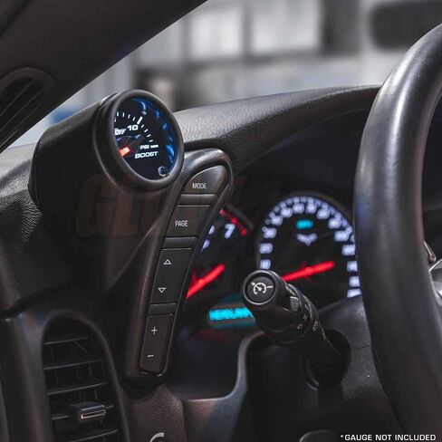 Glowshift Black Single Dashboard Gauge Pod متوافق مع Chevy Corvette 2005-2013 - ABS Plastic - Mounts (1) 2-1/16 " in Saudi Arabia