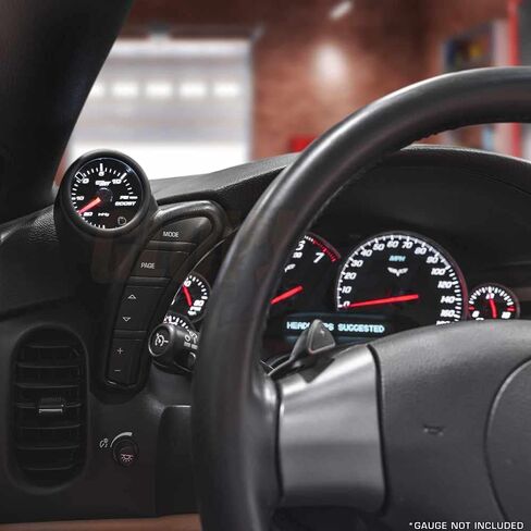Glowshift Black Single Dashboard Gauge Pod متوافق مع Chevy Corvette 2005-2013 - ABS Plastic - Mounts (1) 2-1/16 " in Saudi Arabia